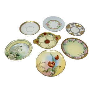 Vintage Pickard Decorator Studio Hand-Painted Porcelain Plates & Bowls - 7 Pieces