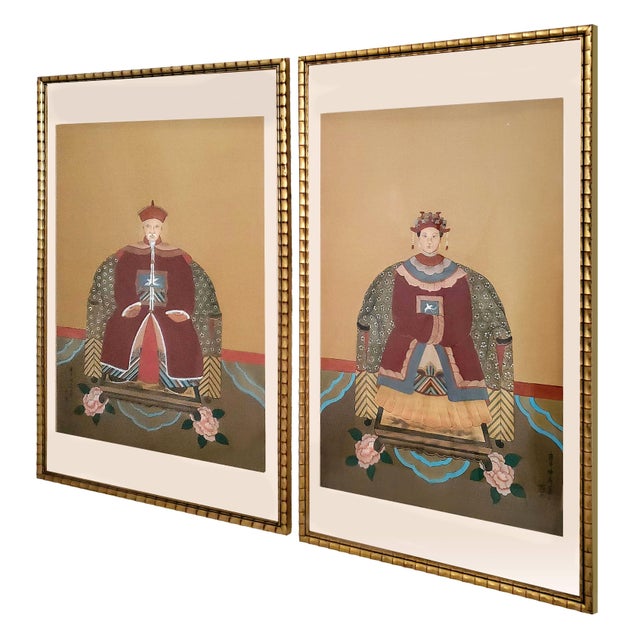 Early 20th Century Painting Pair Chinese Ancestral Portraits Extra Large For Sale - Image 5 of 18