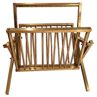 Collapsible 1950's Brass Magazine Holder For Sale