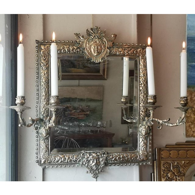 Gothic style bronze Gold wall mirror Gods Fleur de lis Heraldic Decorative mirror Accent mirror Entryway decor Hall mirror...