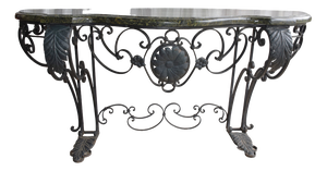 Antique Console Table in Wrought Iron and Marble, 1800s