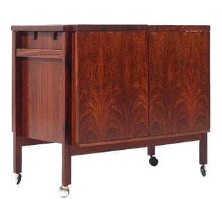 Niels Erik Glasdam Jensen Mid Century Danish Rosewood Expanding Bar Cart For Sale