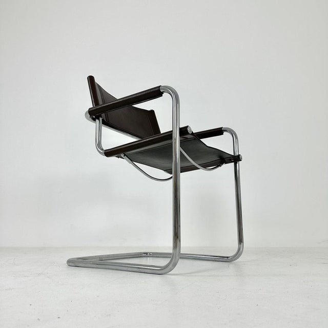 Brown Vintage B34 Dark Chocolate Leather Cantilevered Chair by Mart Stam for Jox Interni, 1980s For Sale - Image 8 of 11