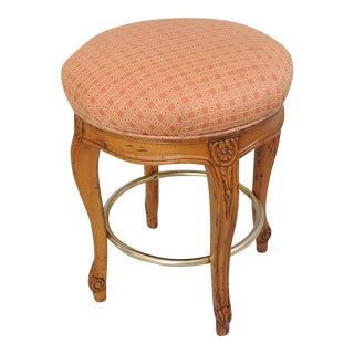 French Country Louis XV Style Counter Height Bar Stool Swivel Wood 24" Seat For Sale