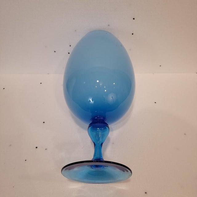Vintage Italian Opal Blue Crystal Vase, 1970s For Sale - Image 10 of 18