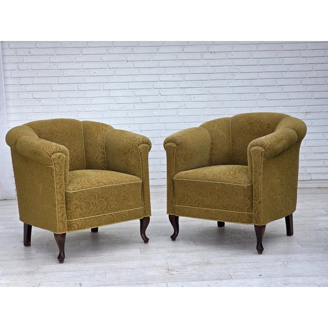 Vintage Danish Relax Chair in Light Green Furniture Wool, 1950s For Sale - Image 16 of 18