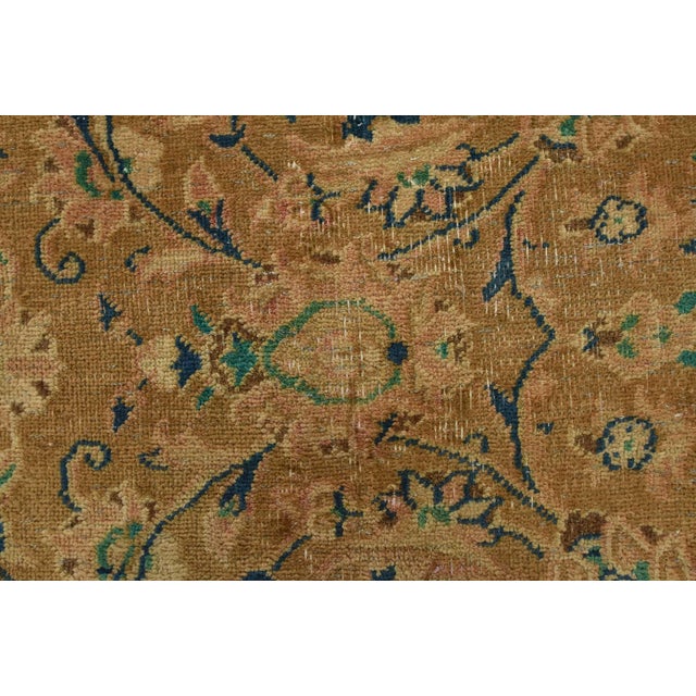Kashan Rug 9'7'' X 12'4'' Brown Wool Vintage Distressed Hand-Knotted Carpet For Sale - Image 9 of 15