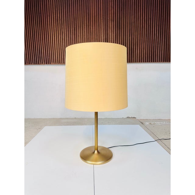 Table Lamp with Brass Base and Silk Shade by Swiss Lamps International, Zurich, 1970s For Sale - Image 14 of 14