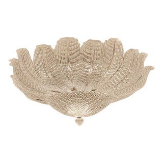 Rare Murano Transparent Flower Ceiling Lamp | 24 Hand-Blown Glass Petals | Italian Lighting For Sale
