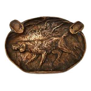 Antique Bronze Ashtray - Hunting Dog