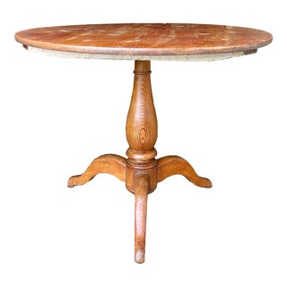 Late 19th Century Antique Primitive Round Pedestal Table For Sale