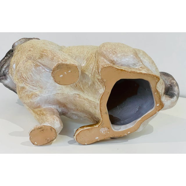 Midcentury Italian Pug Sculpture in Glazed Terra Cotta For Sale - Image 11 of 11