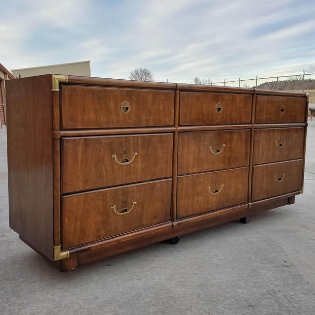 1970s Vintage Drexel Heritage Campaign Dresser Chairish
