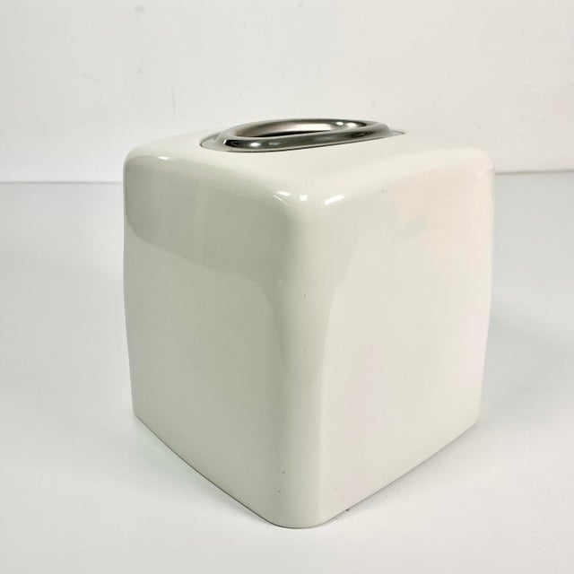 1980s 1980s Vintage Modern Contemporary Enameled Tissue Box Cover. For Sale - Image 5 of 11