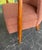 Classic pair of mid century sculptural walnut club chairs in the style of Lawrence Peabody. Reupholstered and oiled...
