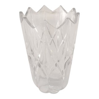 Vintage Clear Cut Glass Tulip Shaped Vase For Sale