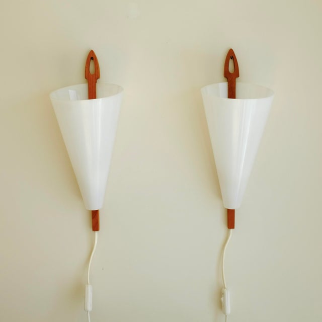 Pair of 1960s Wall lamps by iconic Swedish Mid-Century lamp designer Hans-Agne Jakobsson for him eponyms brand in...