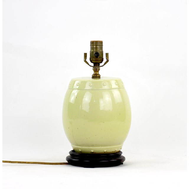 Chinese Yellow Glaze Drum Vase Table Lamp