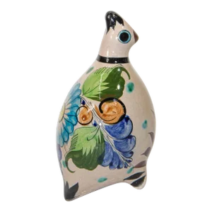 Mexican Vintage Ken Edwards Tonala Pottery Hand Painted Quail Bird