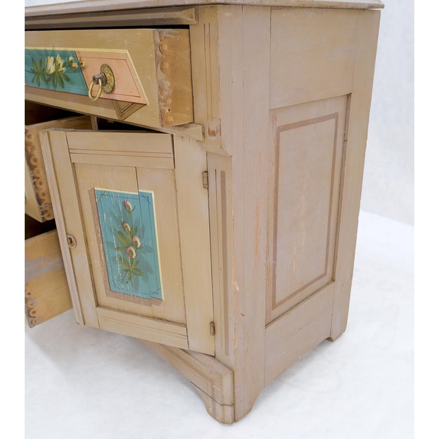 Victorian Hand Painted Dresser Mirror King Bed Headboard Chair Footstool Drawers For Sale - Image 17 of 18