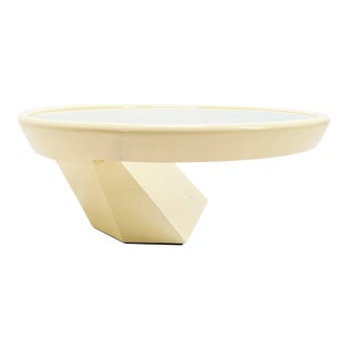 1980s Postmodern Cream Asymmetrical Coffee Table For Sale