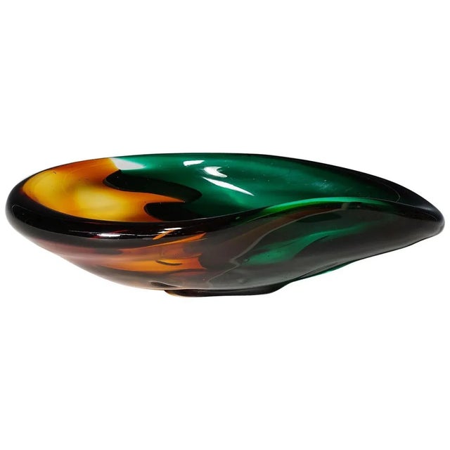 Green Vintage Murano Glass Bowl by Salviati & C., 1960s For Sale - Image 8 of 8