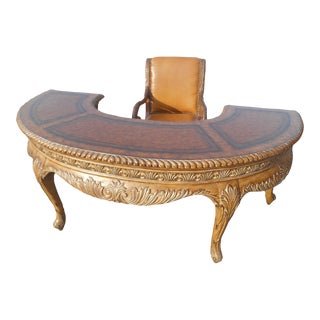 Stunning Monumental Half Moon Hand Carved Executive Desk by Hooker Furniture For Sale