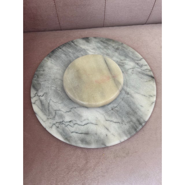 Round Gray /White Marble Lazy Susan/Serving Tray For Sale In New York - Image 6 of 6