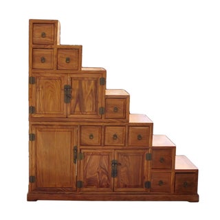 Chinese Rosewood Japanese Step Tansu Cabinet For Sale