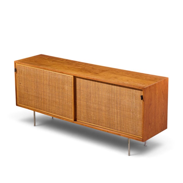 Florence Knoll for Knoll Model 116 Mid Century Walnut and Cane Sliding Door Credenza For Sale - Image 10 of 10
