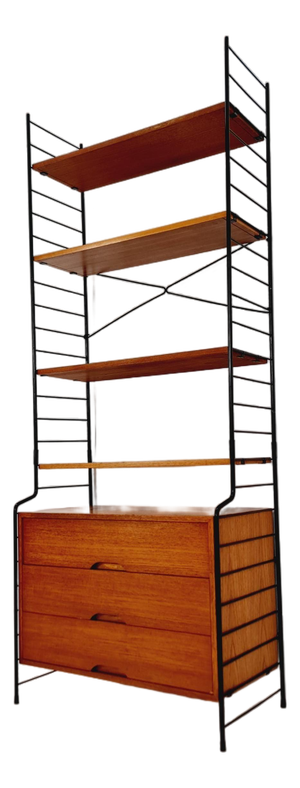 Free-Standing String Shelf-System with Cabinet in Teak from WHB Germany, 1950s