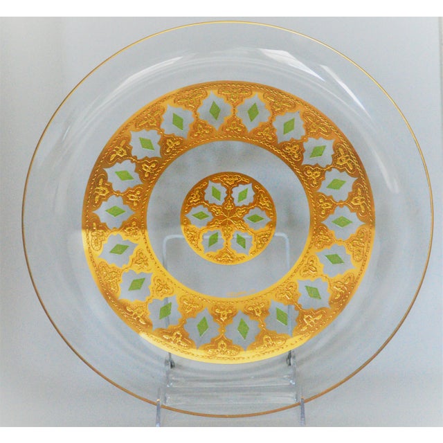 1980s 1980s Culver Valencia Large Round Gold Glass Platter For Sale - Image 5 of 5