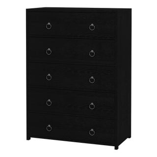 Lark 36 in. W Rectangular Wood 5 Drawer Dresser/Chest of Drawers, Washed Black For Sale
