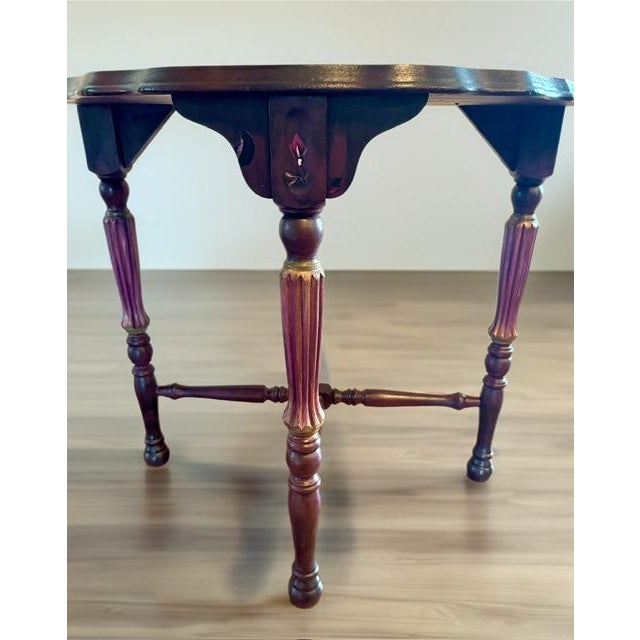 Gothic Late 20th Century Hand Painted Floral Demi-Lune Console Table in Burgundy and Blush For Sale - Image 3 of 6
