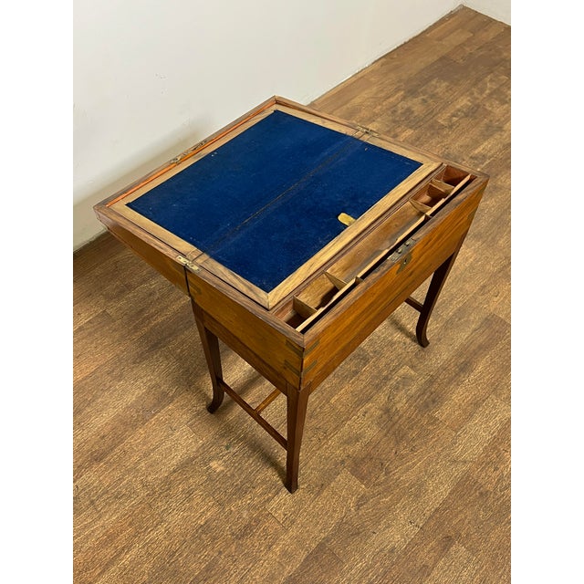 C. 1850s Antique Campaign Officer's Writing Slope on Stand For Sale - Image 11 of 15