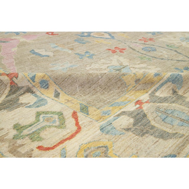 Apadana's Modern Sultanabad Designed Wool Rug Handmade in Ligth Brown For Sale - Image 9 of 10