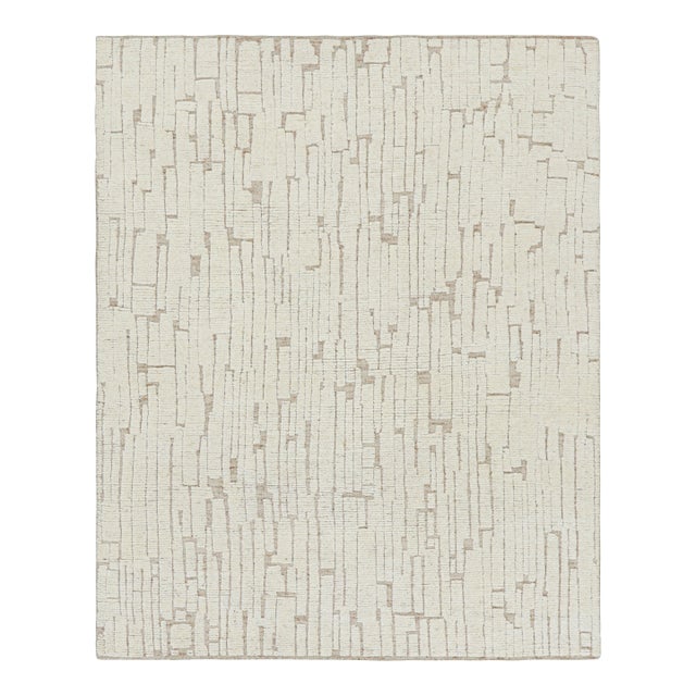 Rug & Kilim’s Contemporary Rug in White with High-Low Geometric Patterns - 3x12 For Sale