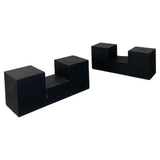 Low Tables in Black Plastic attributed to Mario Bellini for B&b Italia, 1971, Set of 2 For Sale