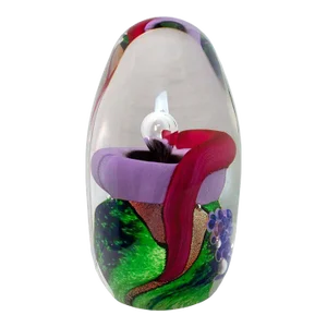 Late 20th Century Berry Davis Signed Contemporary Pink Purple Green Swirl Design Studio Art Glass