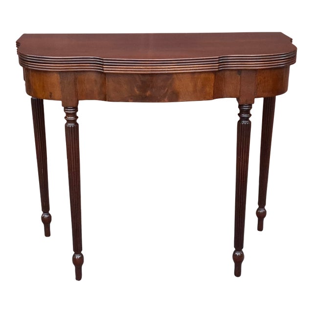 Late 19th Century Sheraton Mahogany Flip Top Card Console Table For Sale