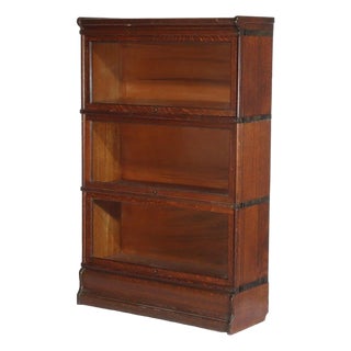 Antique Arts & Crafts Oak 3 Stack Barrister Bookcase Circa 1920 For Sale