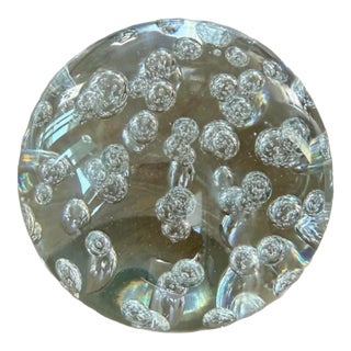 Vintage Mid-Century Modern Magnum Controlled Bubble Art Glass Sphere - 5 LBS For Sale