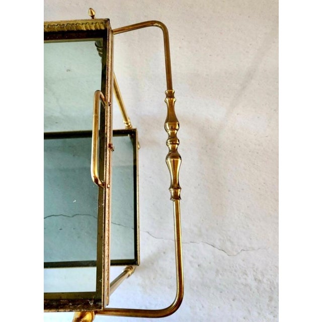 Vintage Neoclassical Empire Serving Trolley in Brass with Removable Tray, 1950s For Sale - Image 6 of 7