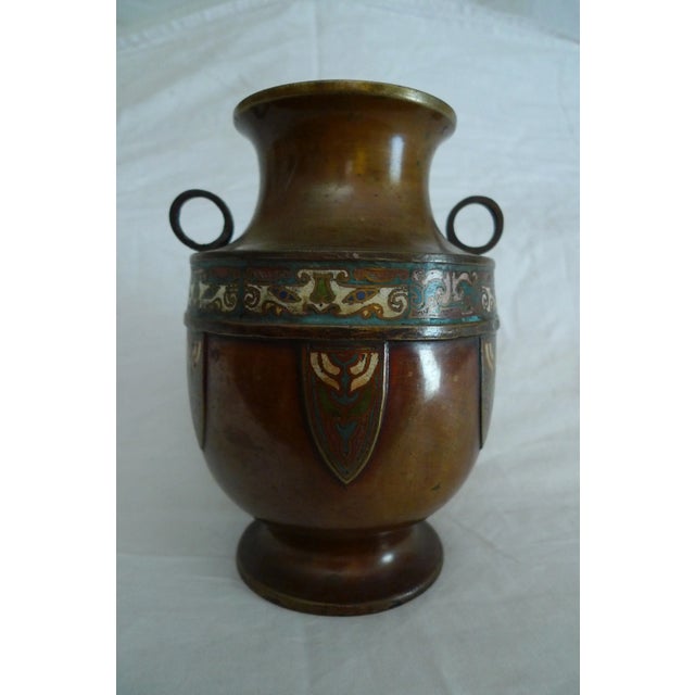 Late 19th Century Japanese Meiji Period Champleve and Bronze Vase For Sale - Image 4 of 11
