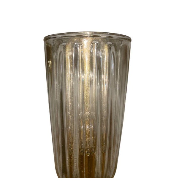 1980s 1980s Clear Murano Glass Fazzoleto Sconces With Gold Flecks - Set of Six For Sale - Image 5 of 8