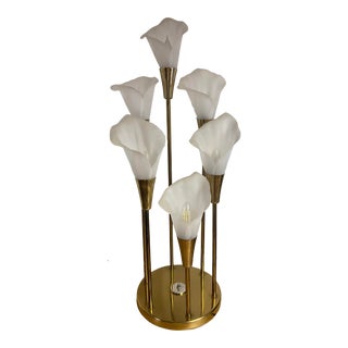1980s Post Modern Regency Calla Lilly Lamp Six Light Lamp For Sale