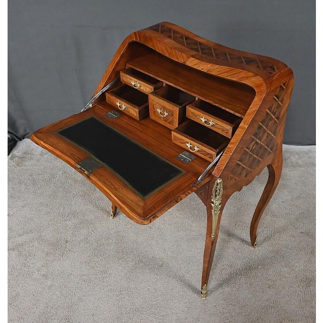Small Early 20th Century Louis XV Marquetry Ladys Desk For Sale - Image 14 of 18