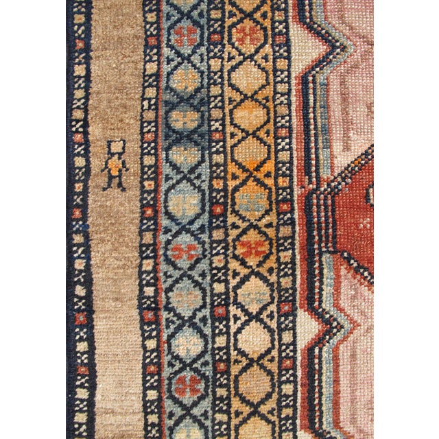 Antique Persian Serab Rug With Geometric Medallion Design in Tan and Pink 3'4"x6'3" For Sale In Atlanta - Image 6 of 6