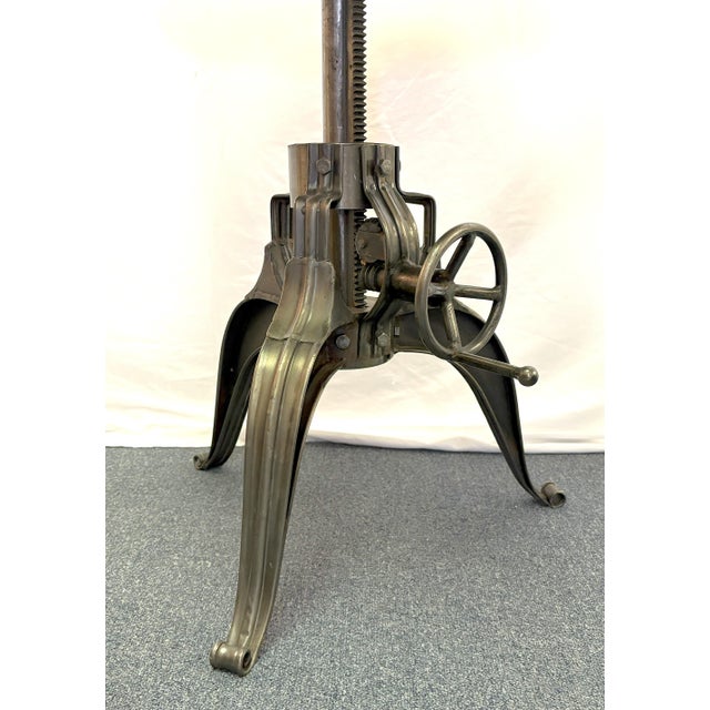 Industrial Style Height Adjustable Steel Side Table With Turning Telescopic Design For Sale - Image 9 of 12