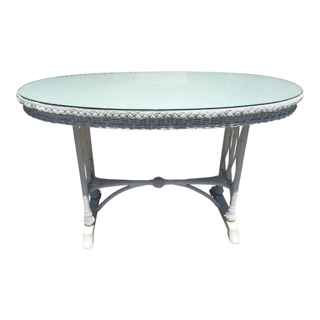 Vintage Wicker Console Table For Sale